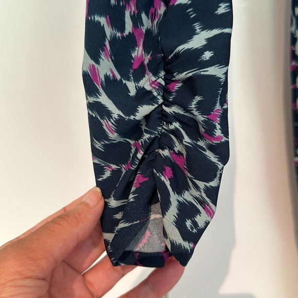 Blue-gray, Fuchsia Rouched BCBGMaxAzria Dress - Picture 4 of 4